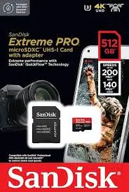 SD  MICRO 512GB 4K SANDISK 200MBS SDSQXCD