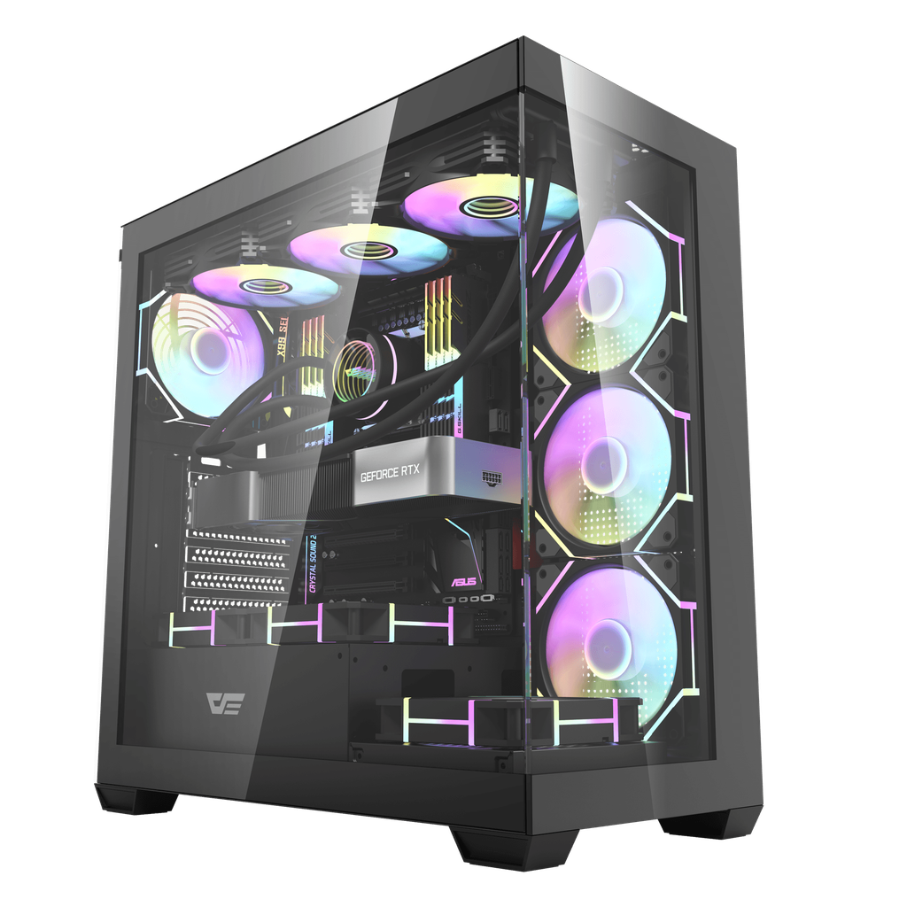 CASE DARKFLASH DS900G CURVED PANORAMIC GLASS ATX WITH 7 ARGB FAN \BLACK \ DS900G7FB 