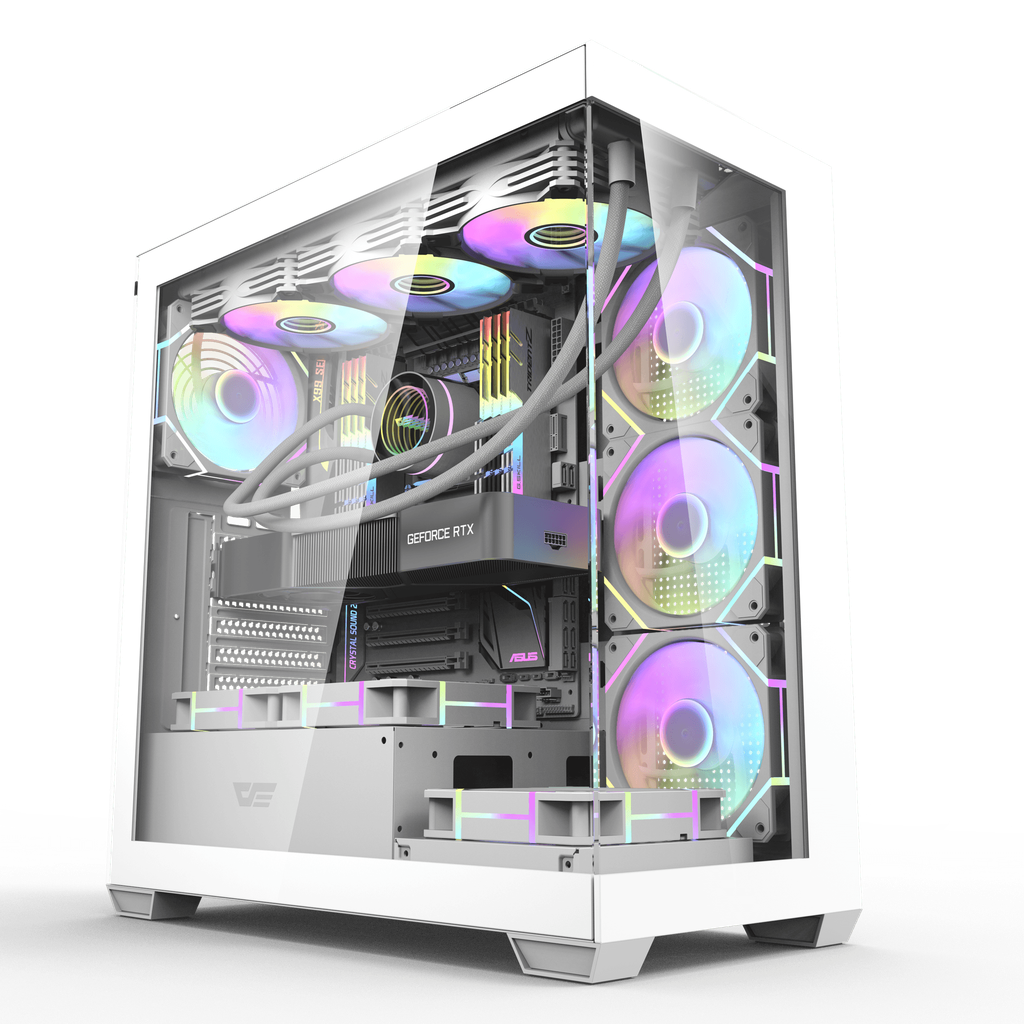 CASE DARKFLASH DS900G CURVED PANORAMIC GLASS ATX WITH 7 ARGB FAN \WHITE \ DS900G7FW