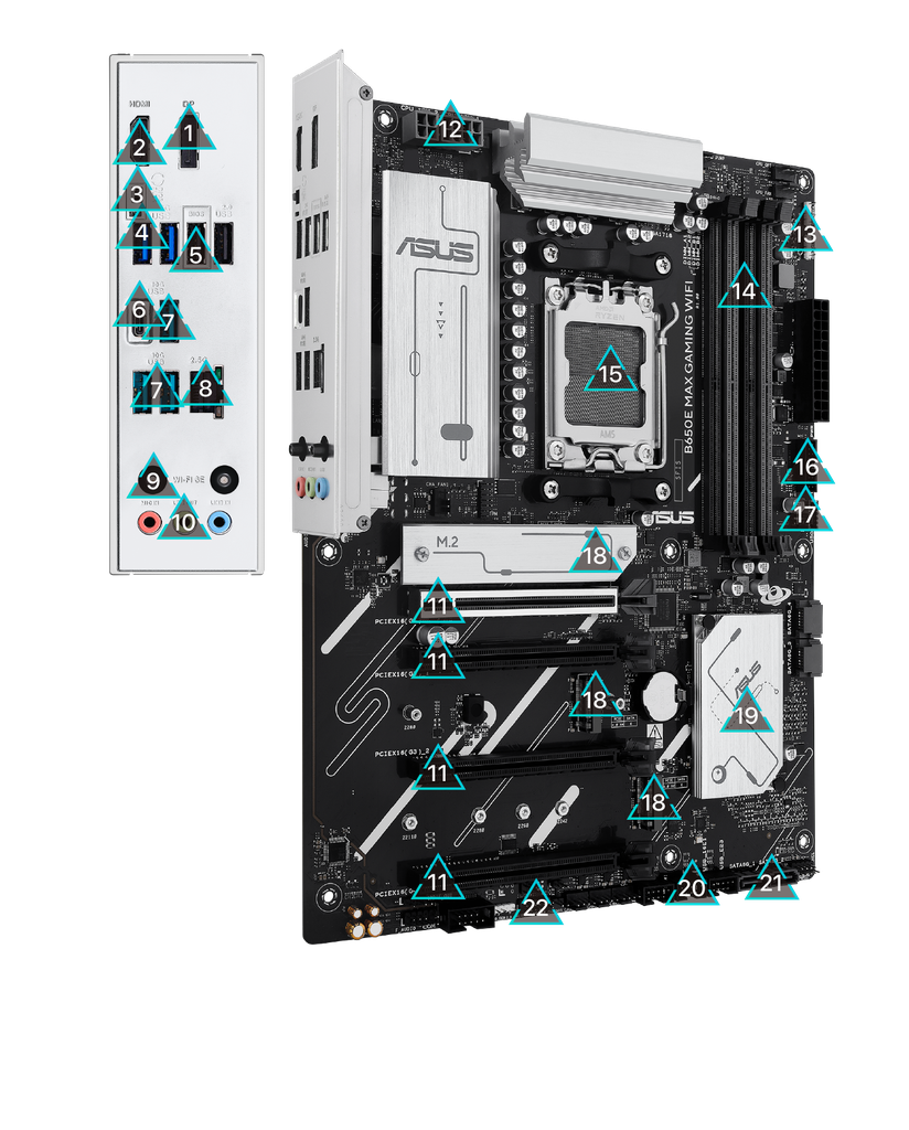 MOTHERBOARD ASUS B650E MAX GAMING WIFI WHITE AM5 DDR5 \ 90MB1M100-M0EAY0