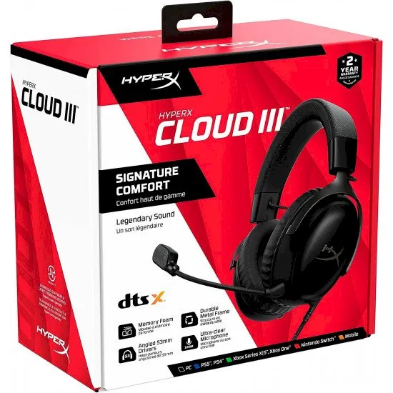 HyperX Cloud 3 Wired Red Gaming Headset 