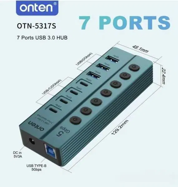 ADAPTER ONTEN USB 3.0 7-Port Hub OTN-5317S