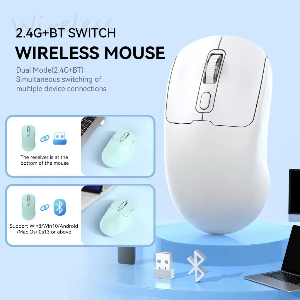 Dual Mode Rechargeable Wireless Mouse 1600DPI